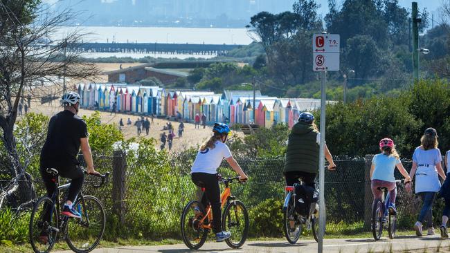 In People out and about Brighton Beach. Picture: Jay Town