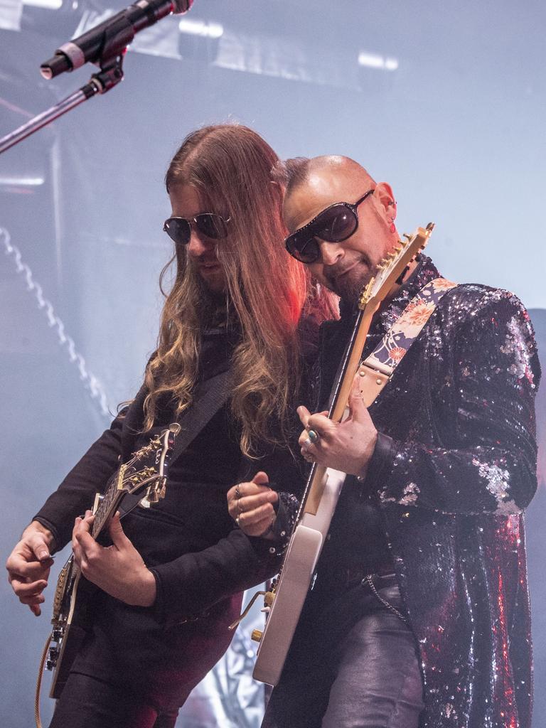 James Mudd and Brian Canham from Pseudo Echo play at the Toowoomba Carnival of Flowers Festival of Food and Wine. Saturday, September 10, 2022. Picture: Nev Madsen.