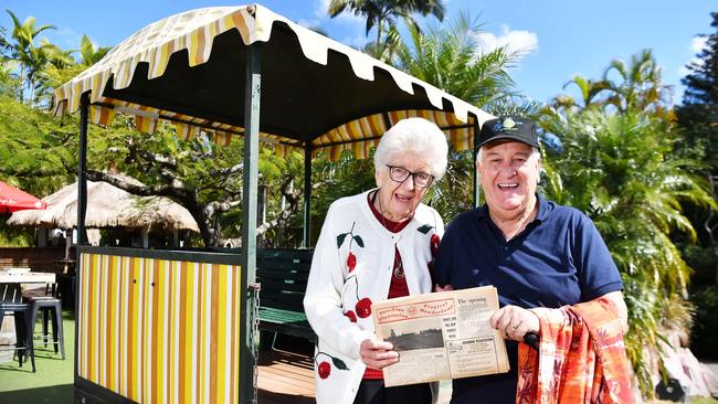 Train carriage which took Princess Diana and Charles on a tour through Big Pineapple in 1983 has been restored to former glory. Patsy Flint and train driver Trevor Loats take a trip down memory lane. Picture: Patrick Woods