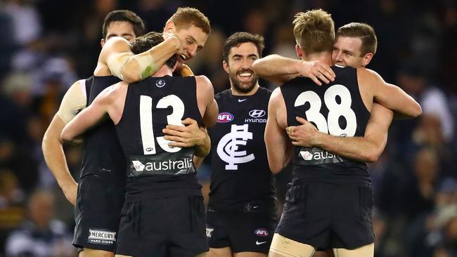 Carlton has generated some momentum for 2018 with its upset win over Hawthorn. Picture: Getty