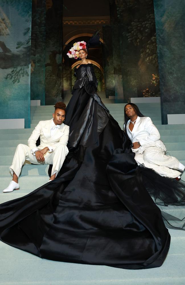 Zendaya poses in her second look of the night alongside Darnell Appling and stylist Law Roach at The 2024 Met Gala Celebrating "Sleeping Beauties: Reawakening Fashion." Picture: Arturo Holmes/MG24/Getty Images for The Met Museum/Vogue