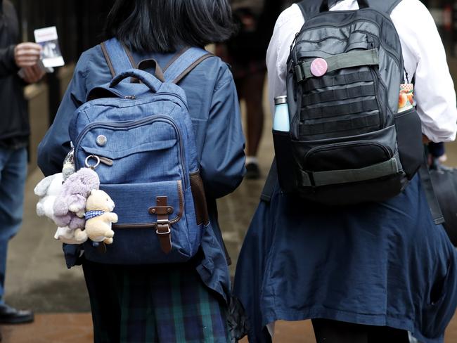 GENERIC AUSTRALIAN STUDENTS - BACK VIEW -  SYDNEY, AUSTRALIA - NewsWire Photos MAY 4, 2021: Students travel home after school. Picture: NCA NewsWire / Nikki Short