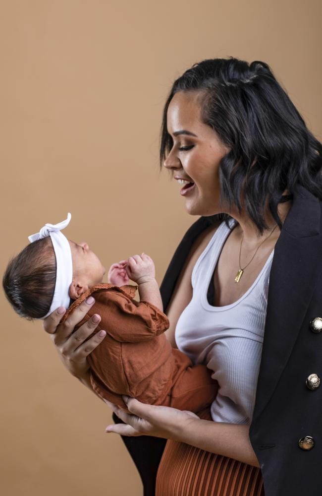 Sofi Leota with daughter Mila Louise Ofahengaue. Picture: Mark Cranitch