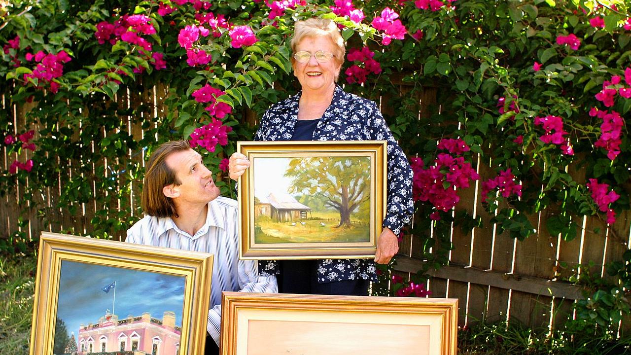 Parramatta artists Reuben Xuereb and Val Squires in 2005. Picture: Phil Blatch