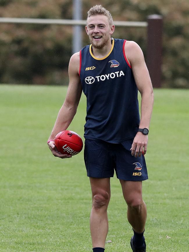 Hugh Greenwood at Crows training. Picture: Sarah Reed