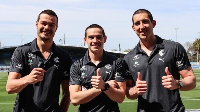 Jack Silvagni, Zac Fisher and Jacob Weitering all shaved their heads in solidarity.