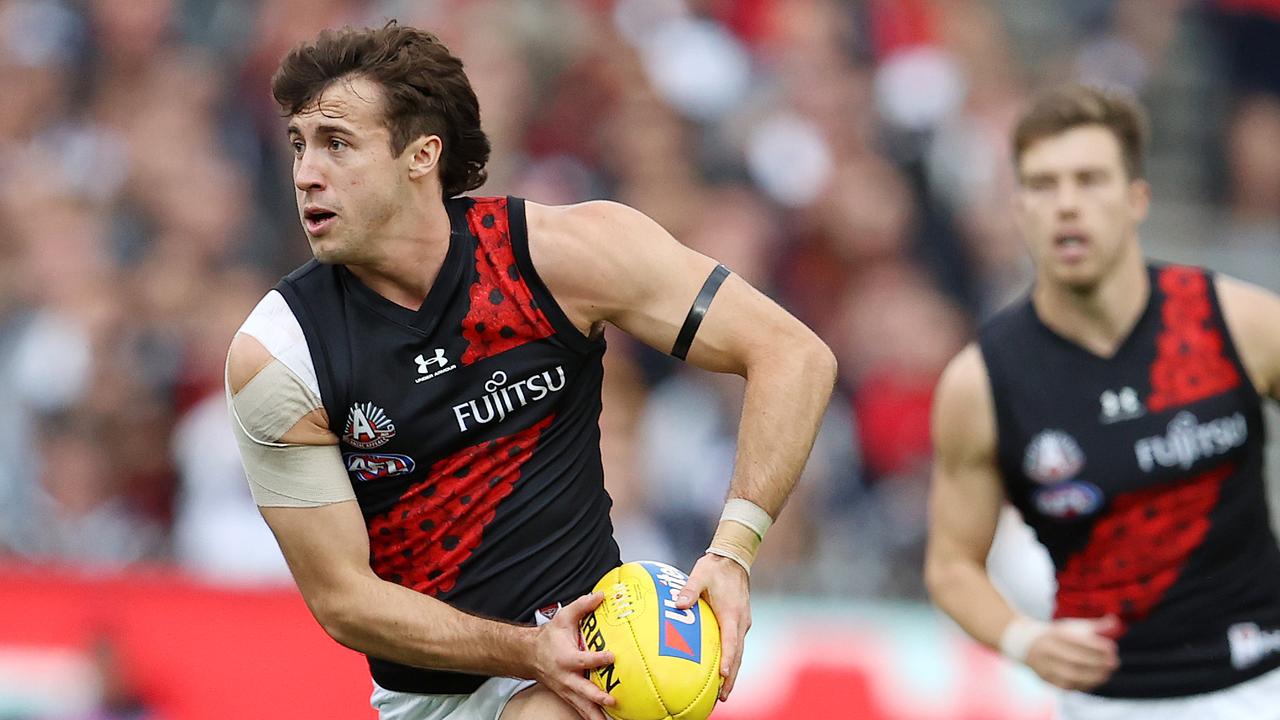 Essendon star Andrew McGrath was part of a training session with Finn Maginness. Picture: Michael Klein