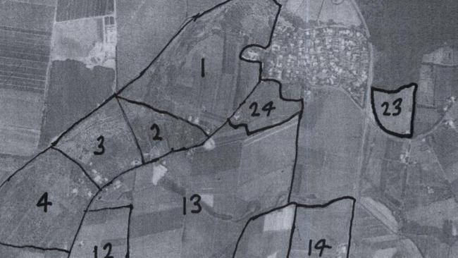 The map used in the petition to show support from 26 Cudgen farmers for the rezoning of their land.