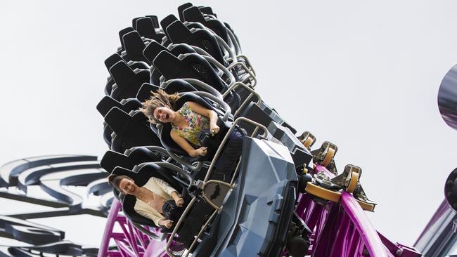 The DC Rivals HyperCoaster at Warner Bros Movie World, a park which is still providing the thrills. Picture: Nigel Hallett. 