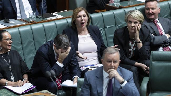 Leader of the Opposition Anthony Albanese with Jim Chalmers, Catherine King, Chris Bowen and Tanya Plibersek in Question Time. Picture Gary Ramage