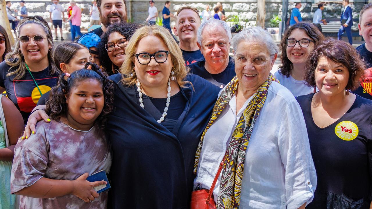 Megan Davis and Pat Anderson casting their votes on the Voice to Parliament Referendum at Brisbane City Hall. Photo: Ben Fry