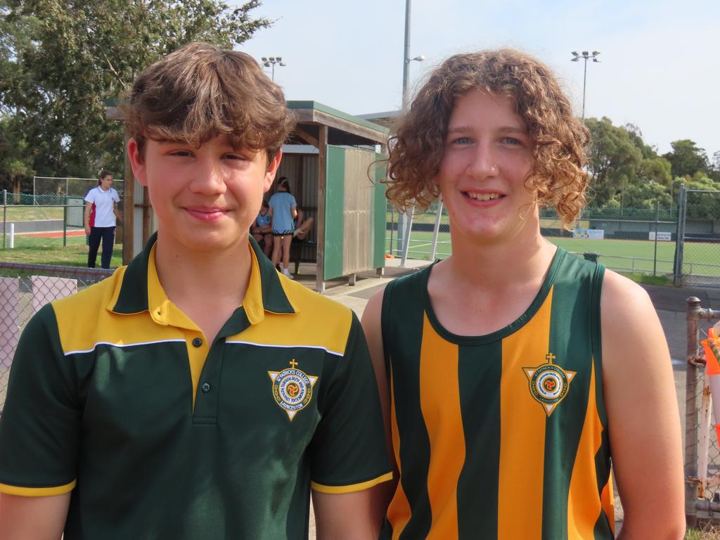 St Patrick's College's Zander Gibson and Xavier Vogelaar. Picture: Jon Tuxworth