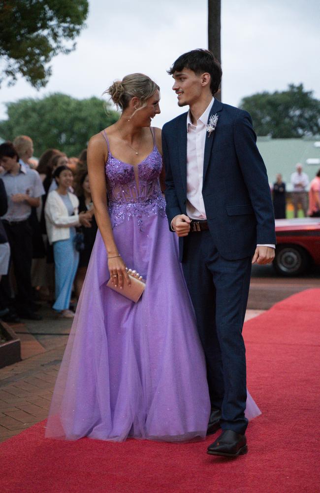 Milly Leigh and Patrick Walsh arrive at Toowoomba Anglican School class of 2024 school formal. Friday, November 15, 2024. Picture: Christine Schindler