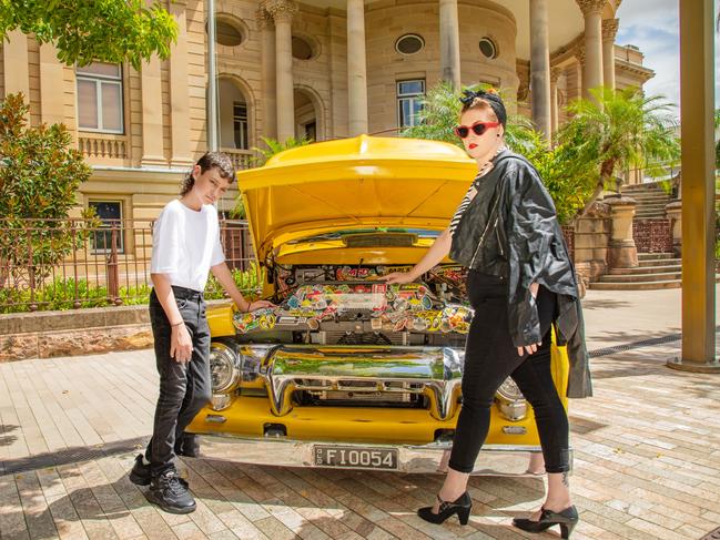 Joseph Sorensen and Aylish Veale aka Miss Vixen Von Veale get set for the Rare Spares Rockynats car festival taking over Rockhampton from 29 – 31 March in 2024. Photo: Rockhampton Regional Council.