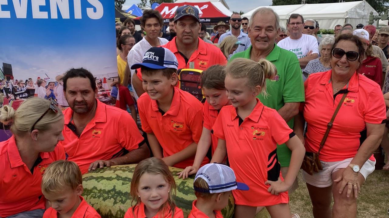 The Davies family won the Big Melon award at the 2023 Chinchilla Melon Festival. Photo: Supplied.