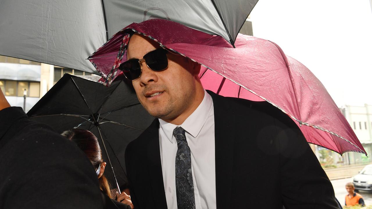 Jarryd Hayne arrives at court to face sentencing.