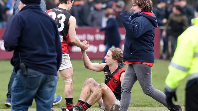 Riddell players after the club’s grand final loss. Picture: Josie Hayden