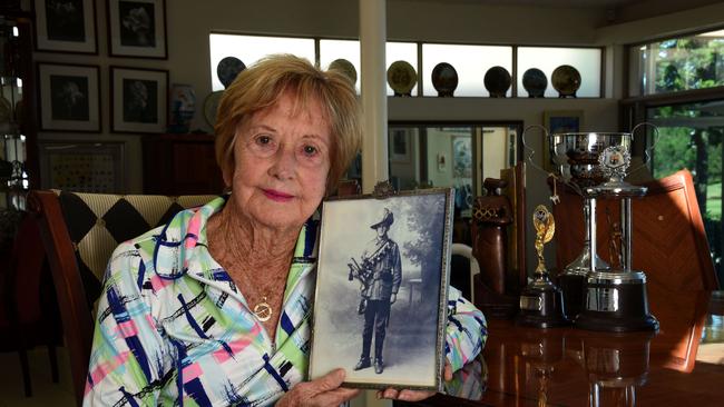 Daphne Pirie with one of her dad's stolen sporting momentos. Photo: Steve Holland