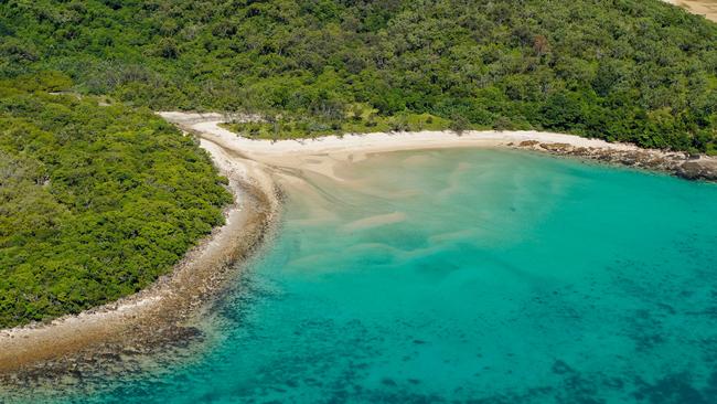 Aerial view of St Bees Island off the coast of Mackay in the Great Barrier Reef. Picture: Heidi Petith