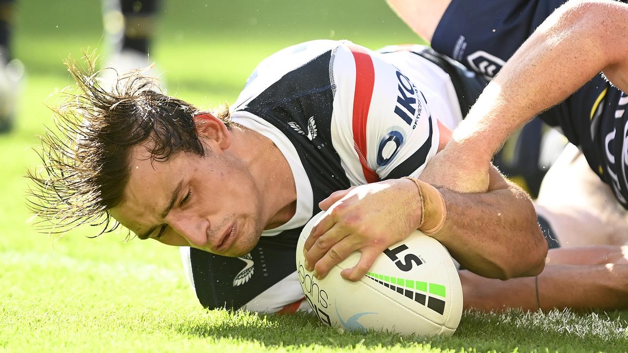 Billy Smith scores for the Roosters before being ruled out for the season (Photo by Ian Hitchcock/Getty Images)