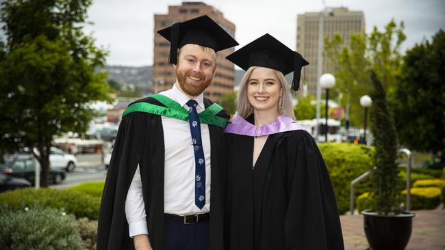 Scott and Emma Caunce. University of Tasmania Graduations. Federation Concert Hall, Hobart. Picture: RICHARD JUPE