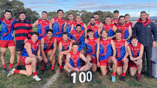 Lockleys Footballer Ben Haren after kicking 100 goals. Picture: Lockleys Football Club