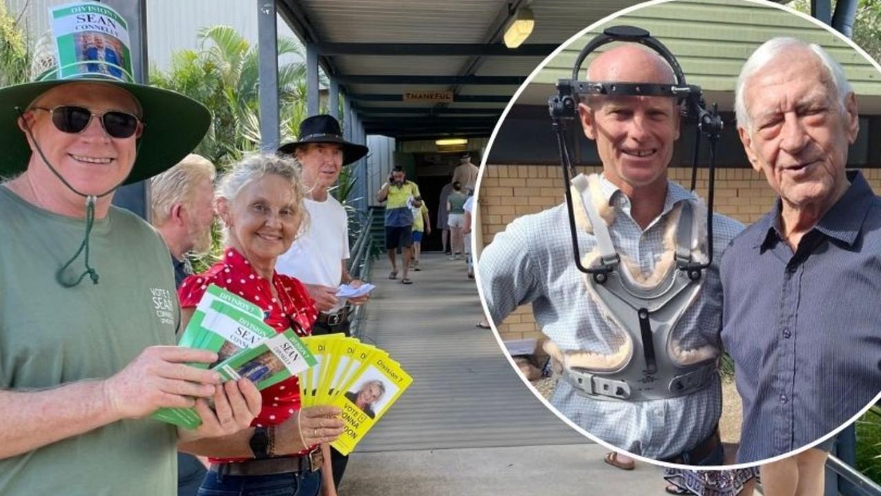 Long queues at some polling booths frustrated some voters on Saturday, while fellowship was the name of the game among some candidates, with former mayor Mick Venardos catching up with an injured Glen Hartwig at the Senior Citizens Centre.