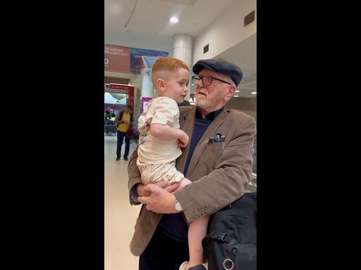 Grandparents surprise grandson for Christmas at Sydney airport