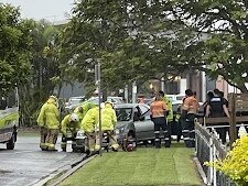 A car door had to be removed following on Black St in South Mackay. Picture: Fergus Gregg.