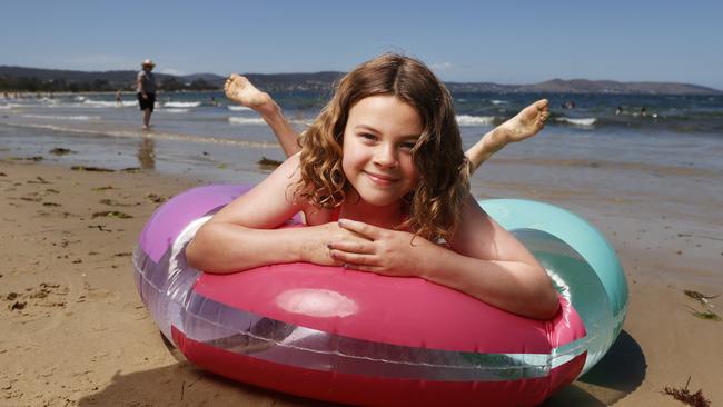 Ruby Proposch 9 of Hobart at Bellerive Beach enjoying the Summer weather. Picture: Nikki Davis-Jones