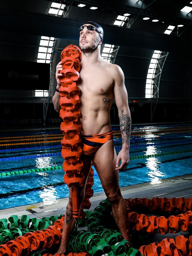 Olympian Kyle Chalmers at the Adelaide Aquatic Centre. Picture: Sarah Reed