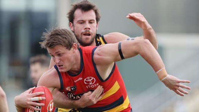 Matt Crouch appeared destined to leave Adelaide before a late-season resurgence. Picture: SANFL Image/David Mariuz.