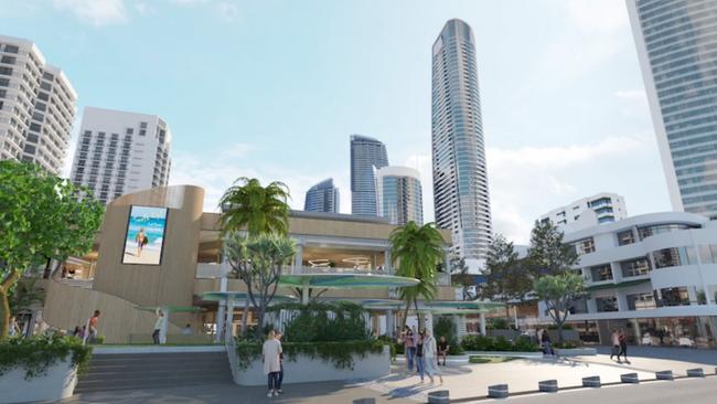 Artist impression of the proposed redevelopment of the Paradise Centre in Surfers Paradise on the Gold Coast.