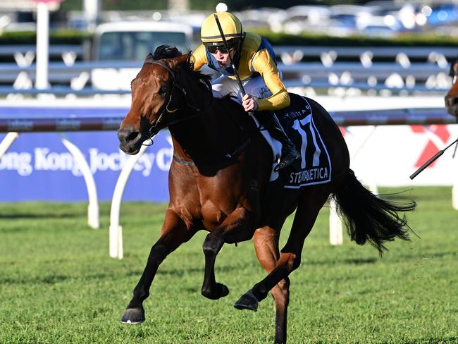 Stefi Magnetica takes out the Group 1 Stradbroke Handicap Picture: Grant Peters