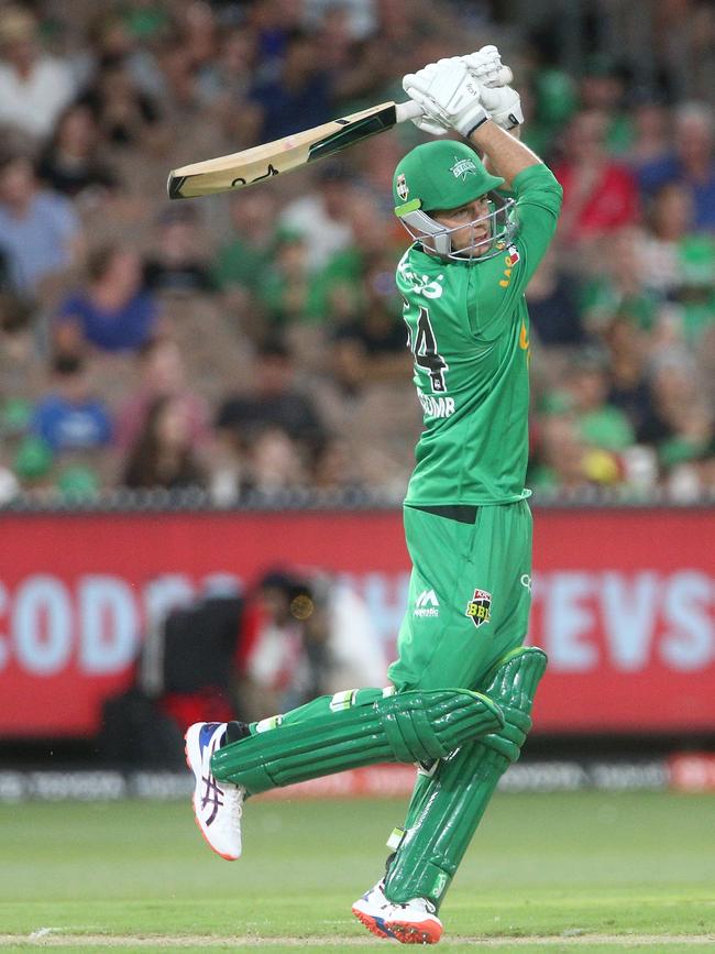 Peter Handscomb in full flight for the Melbourne Stars last season (AAP Image/Hamish Blair)