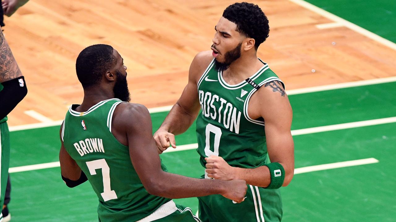 Boston could be big movers to trade for someone to help support Jaylen Brown and Jayson Tatum. (Photo by Brian Fluharty-Pool/Getty Images)