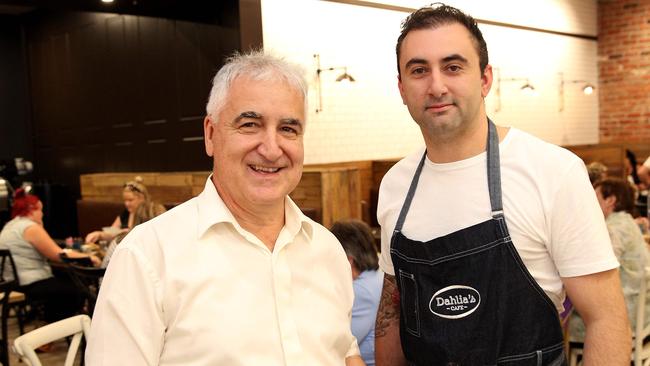 Patrick Canturi with son Michael. In 2015, the new look Dahlia's Cafe had just opened at Campbelltown Mall.