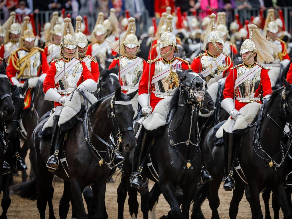 Soldiers from The Household Cavalry take part in The Colonel's Review at Horse Guards Parade in the rehearsal for the Trooping the Colour parade. Picture: Tristan Fewings/Getty Images