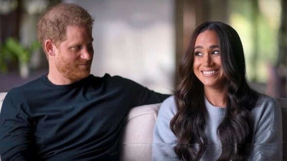 Harry and Meghan in their Netflix docuseries. Picture: Netflix