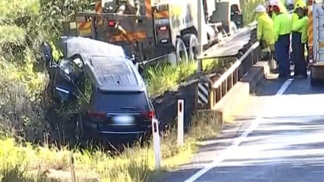 The scene of a crash overnight that has claimed the life of 63-year-old Hervey Bay man at Tuan. Photo courtesy of Channel 7.