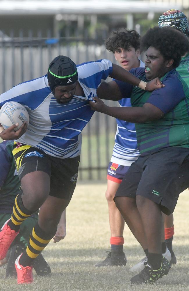 Cowboys Cup Schoolboys Football at Kern Brothers Drive. Townsville High against Pimlico High. Picture: Evan Morgan