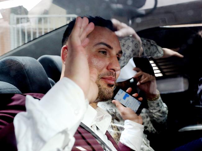Looking smug, Salim Mehajer, disgraced former deputy major of Auburn leaves Day St Police station after an assault arrest overnight, Sydney, Australia, 02 April 2017.