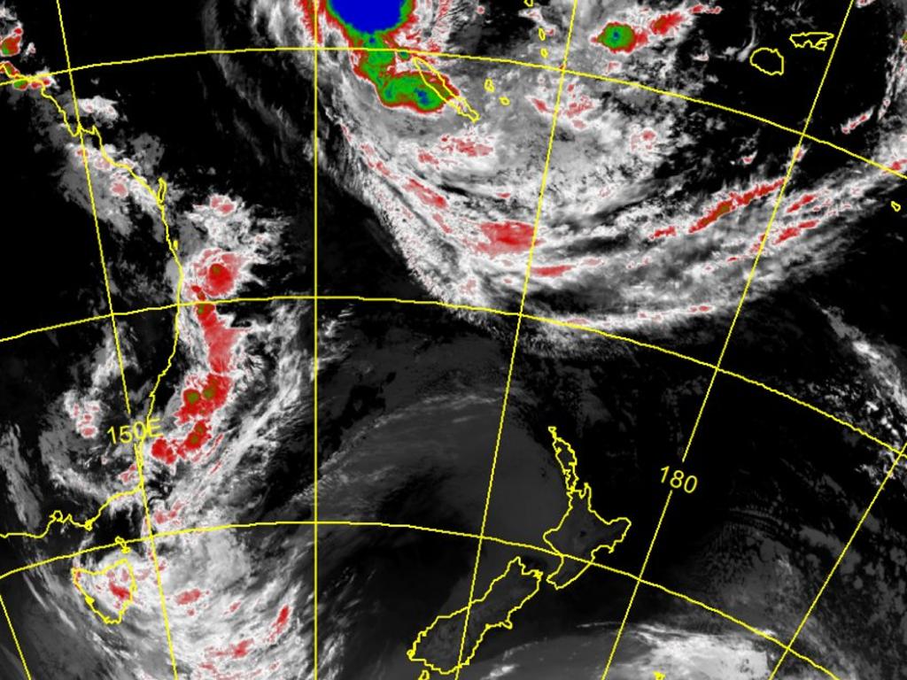 Cyclone Uesi is currently just north of New Caledonia on a trajectory with Australian waters. Picture: Meteorological Service of NZ