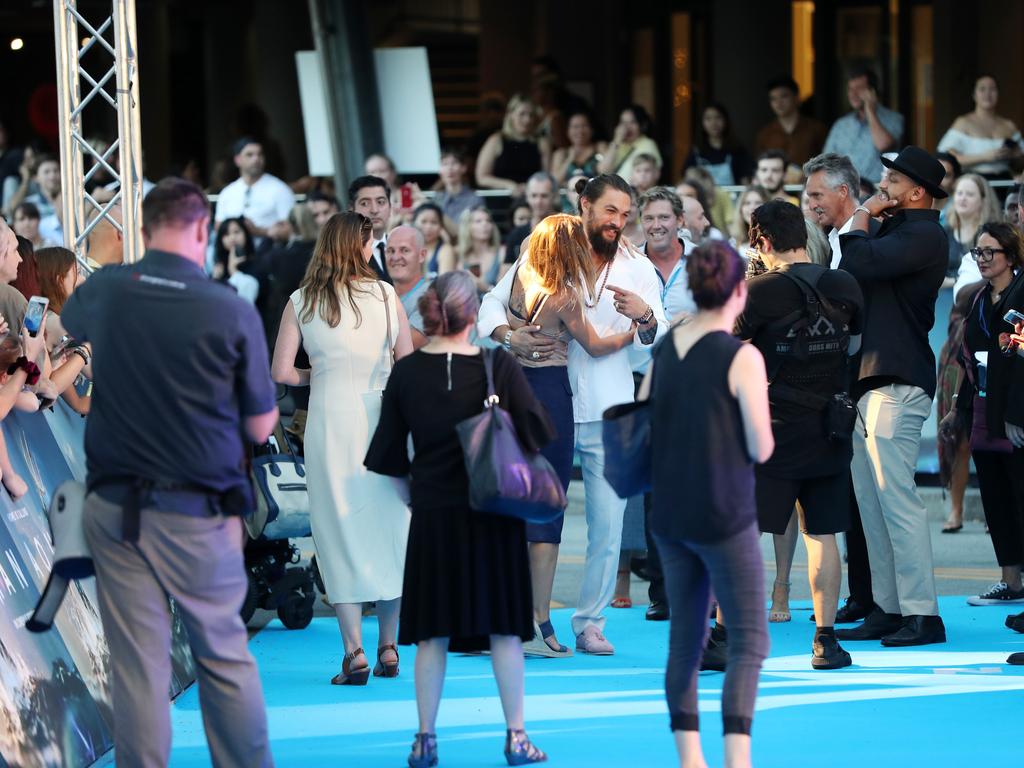 Jason Momoa at the Australian premiere of Aquaman. Picture: Nigel Hallett