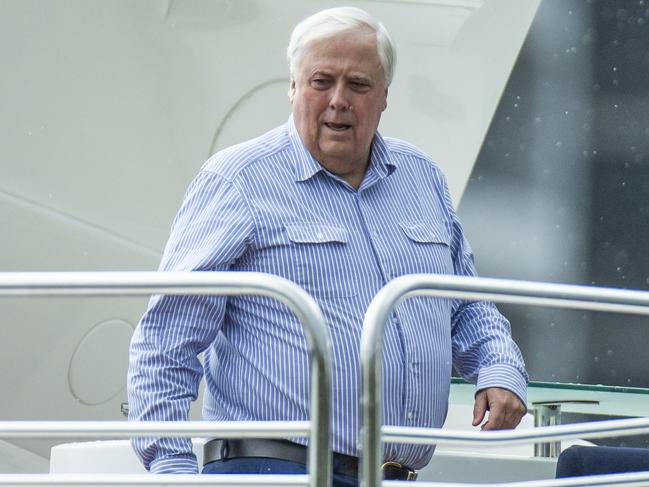 Queensland election. Clive Palmer hosting guests on his boat Nancy Jean, in the Brisbane River. Pic Mark Cranitch.