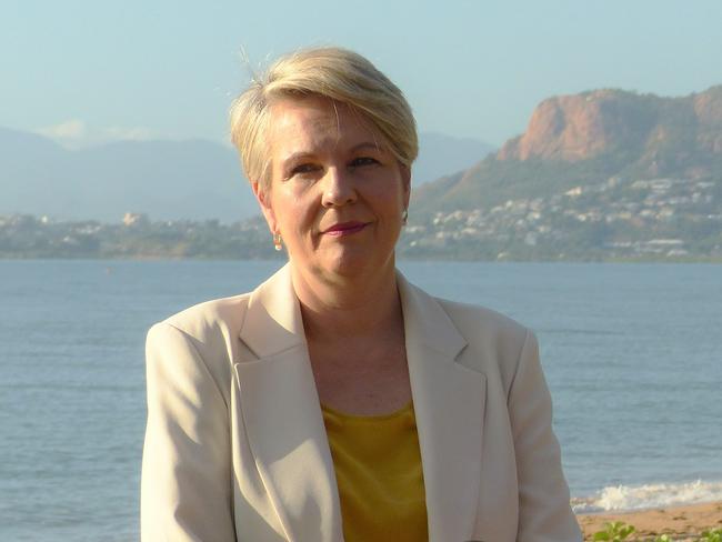 Environment and Water Minister Tanya Plibersek speaks to media at Cape Pallarenda Conservation Park on April 20, 2023. Photo: Blair Jackson.