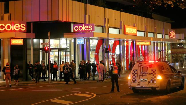 Local residents were told to take shelter in this Coles as shots rang out. Picture: Tim Carrafa