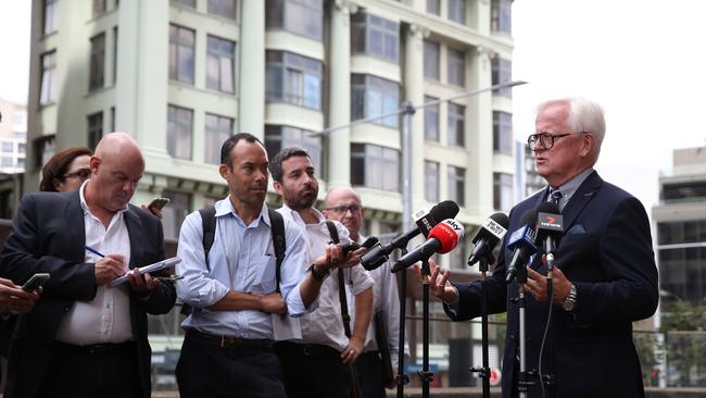 Chair of the NSW Independent Liquor &amp; Gaming Authority, Philip Crawford, speaks to media at a press conference. Picture: David Swift