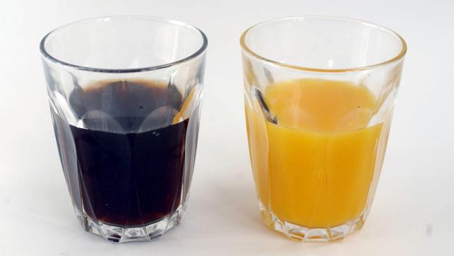 Australia’s federal and state authorities now say fresh orange juice is healthier than Diet Coke. Picture: Jim Trifyllis