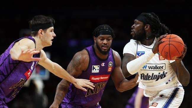 SYDNEY, AUSTRALIA - FEBRUARY 13:  Montrezl Harrell of the 36ers controls the ball during the NBL Play-In Qualifier match between Sydney Kings and Adelaide 36ers at Qudos Bank Arena, on February 13, 2025, in Sydney, Australia. (Photo by Matt King/Getty Images)